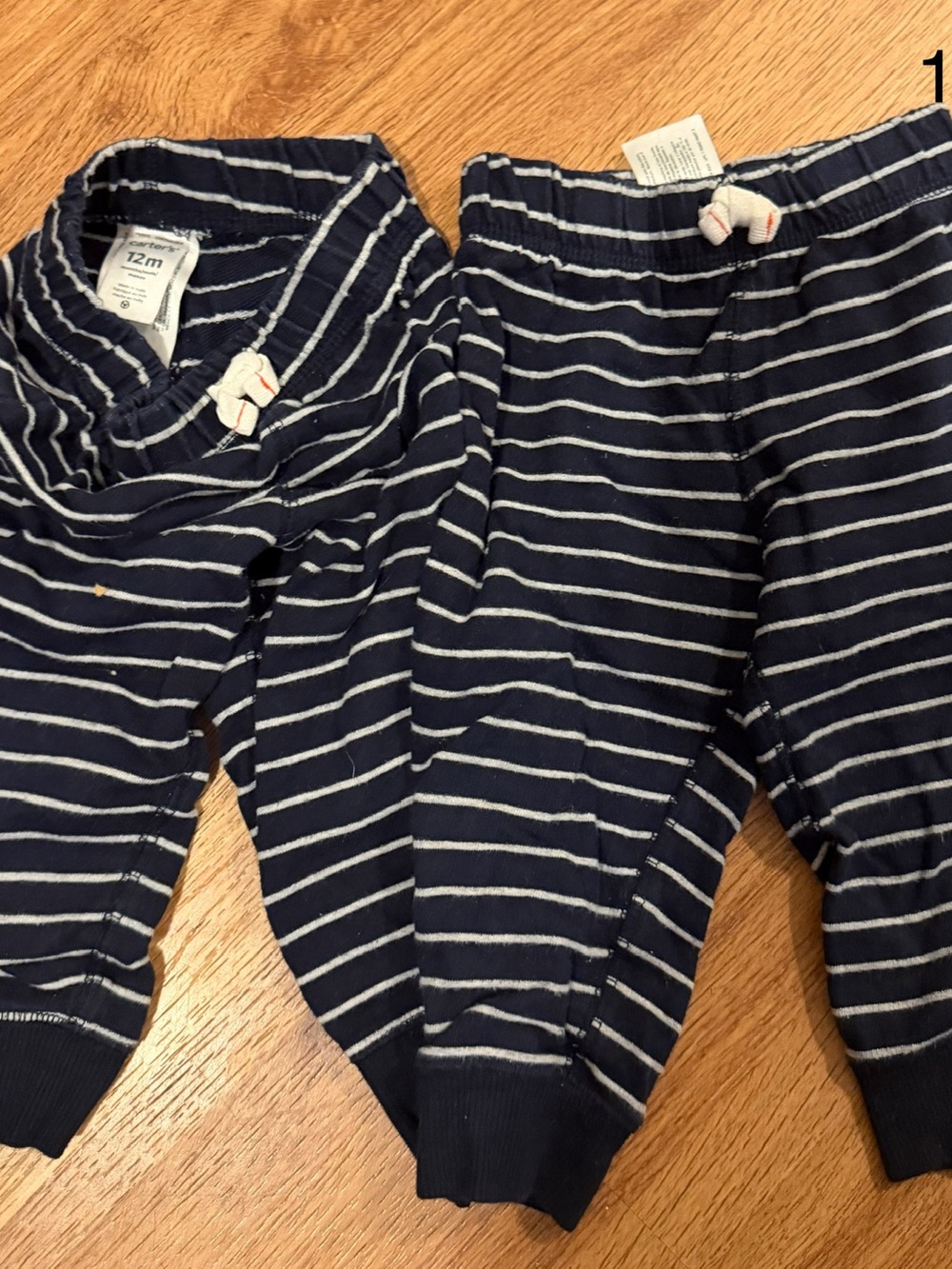2 pair Carter's Navy & White Striped Jogger Pants